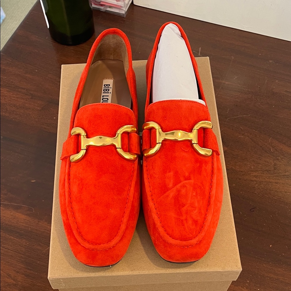 Red Suede Loafers for Women